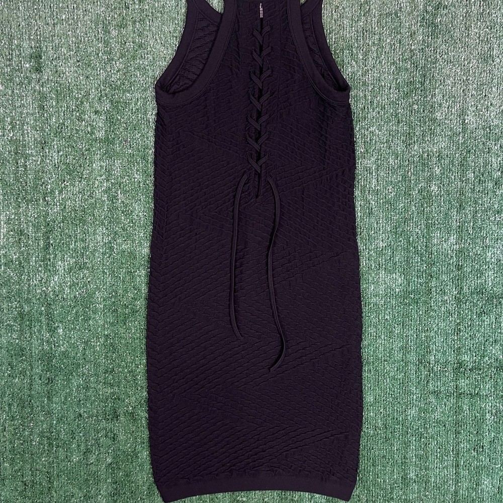 bebe Black Textured Backless Dress